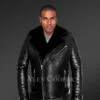 Biker Leather Jacjet with Sheepskin Frontline (1)