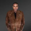 Brown Biker Jacket of Suede Leather