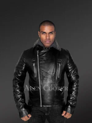 Jacket with Removable Shearling Collar