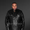 Leather Jacket with Zipper Accents Men’s