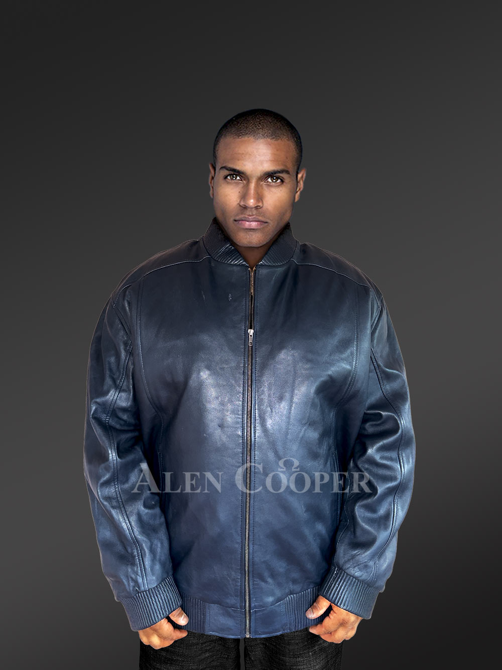 Mens Baseball Leather Bomber Jacket