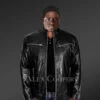 Men’s Rapper Leather Jacket with Zipper Accents