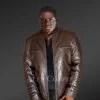 Men’s Rapper Leather Jacket with Zipper Accents in Brown