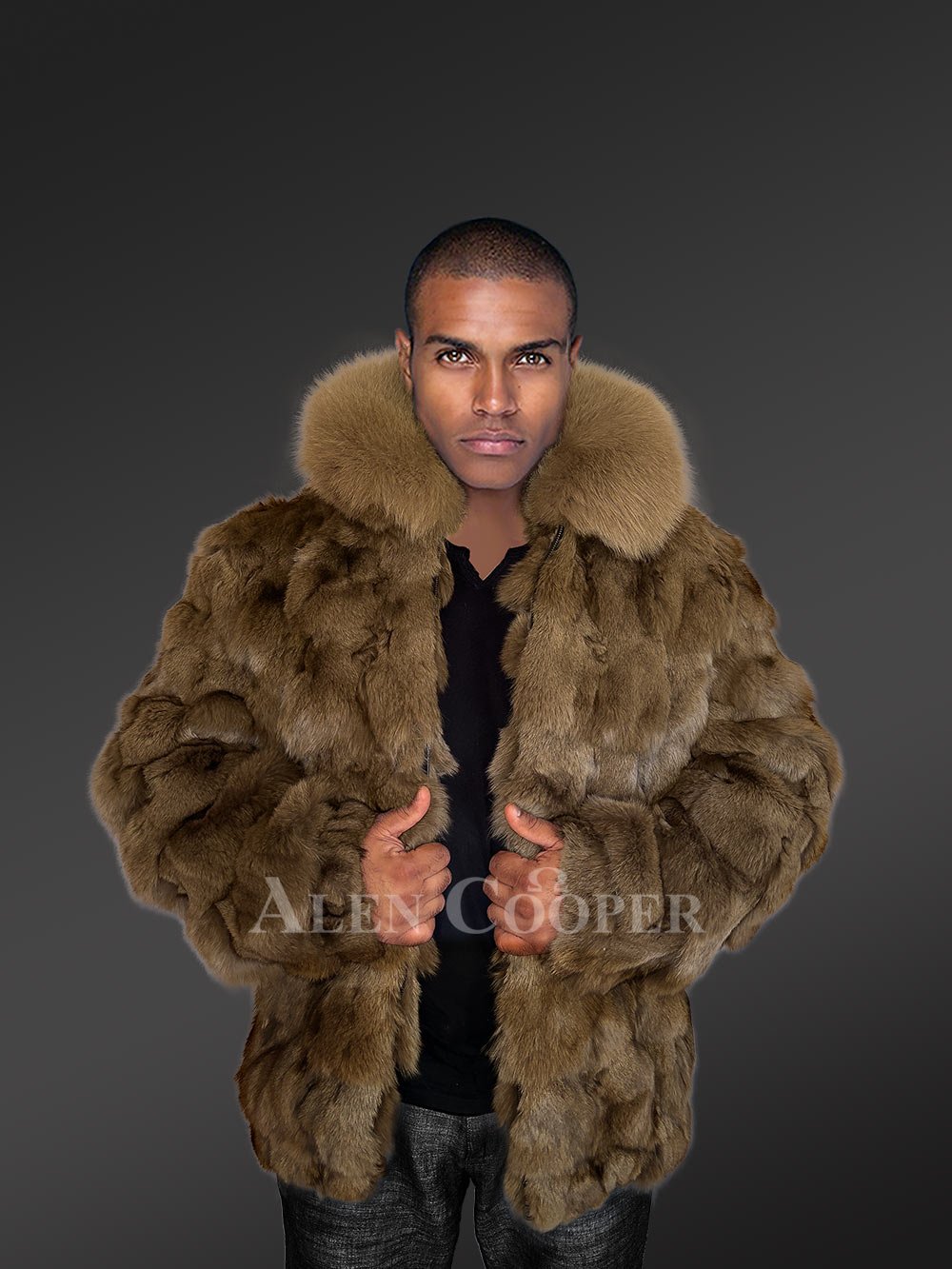 Mens Section Fox Fur Bomber