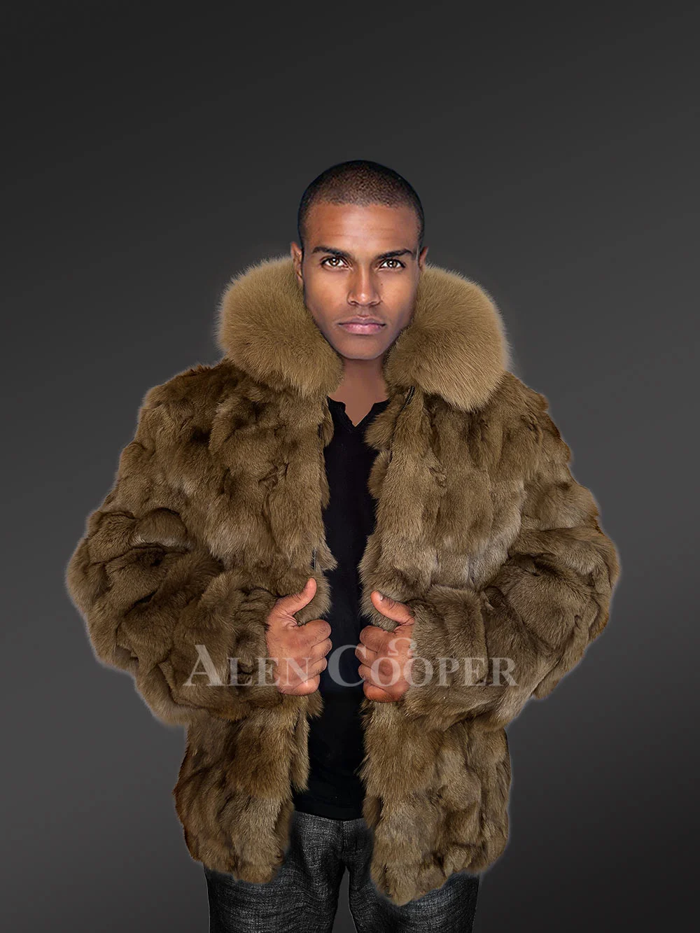 Mens Section Fox Fur Bomber