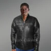 Mens Turtle Neck Leather Jacket