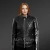 Women’s Leather Biker Jacket in Quilt