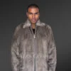 Men’s Fullskin Blue Iris Grey Mink Bomber