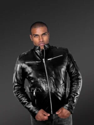 mens black lambskin leather jacket