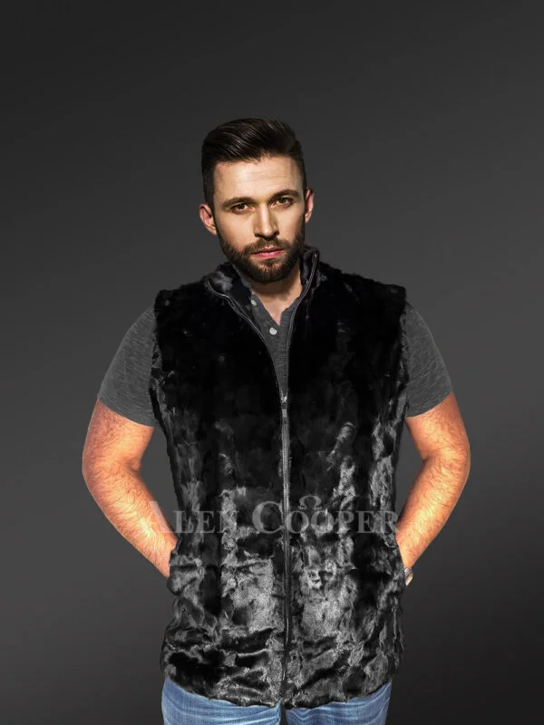 Mink Fur Vest in Black - Image 2