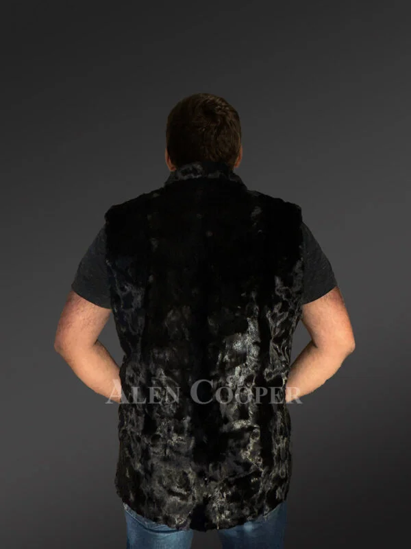 Mink Fur Vest in Black - Image 4