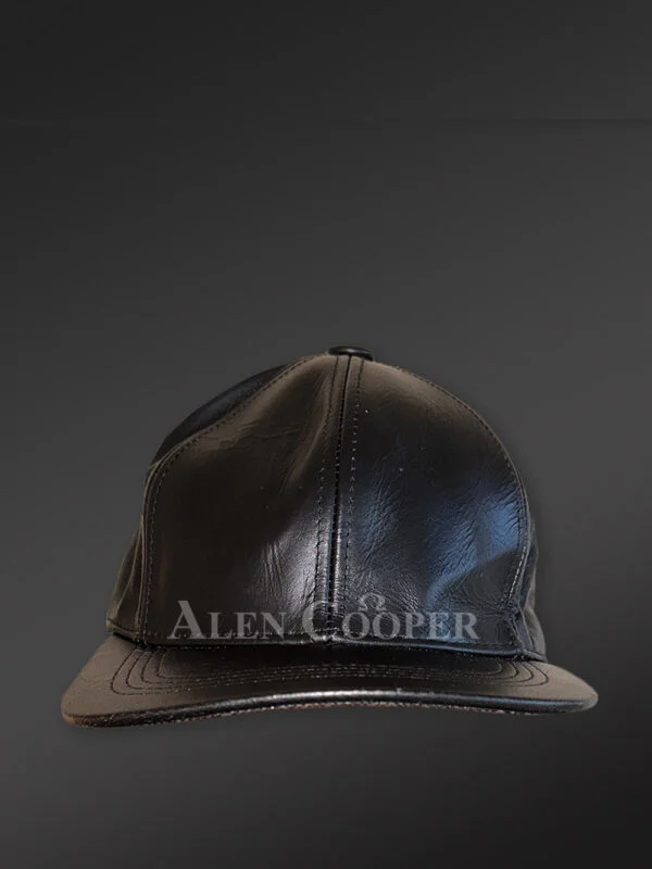 Mens Black Leather Basketball Hat for Chic Casual or Semi-Formal Look - Image 3