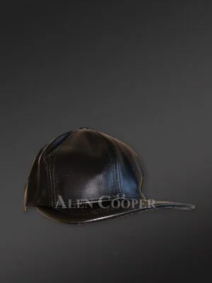 Mens Black Leather Basketball Hat