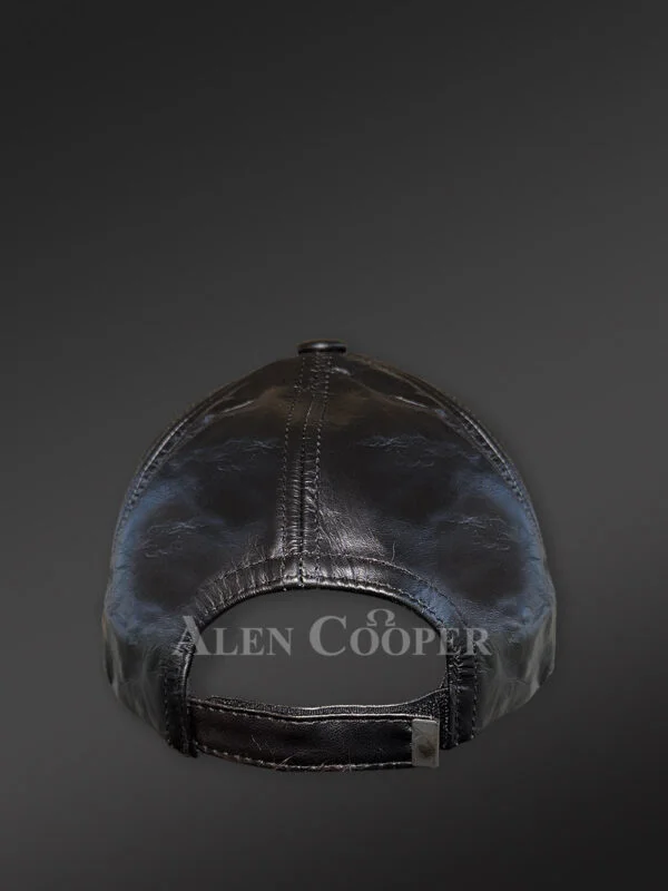 Mens Black Leather Basketball Hat for Chic Casual or Semi-Formal Look - Image 4