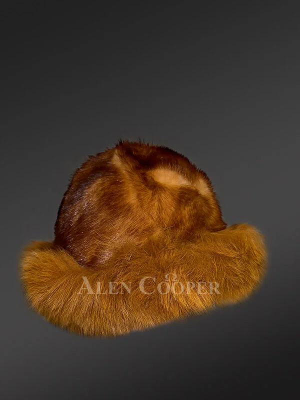 Women's Mink Hat in Whisky Gold