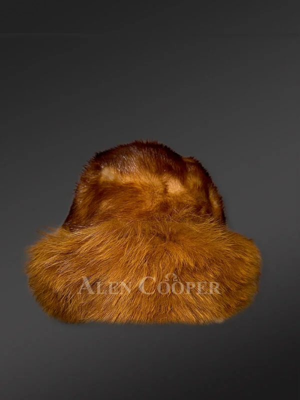 Women's Mink Hat in Whisky Gold - Image 2