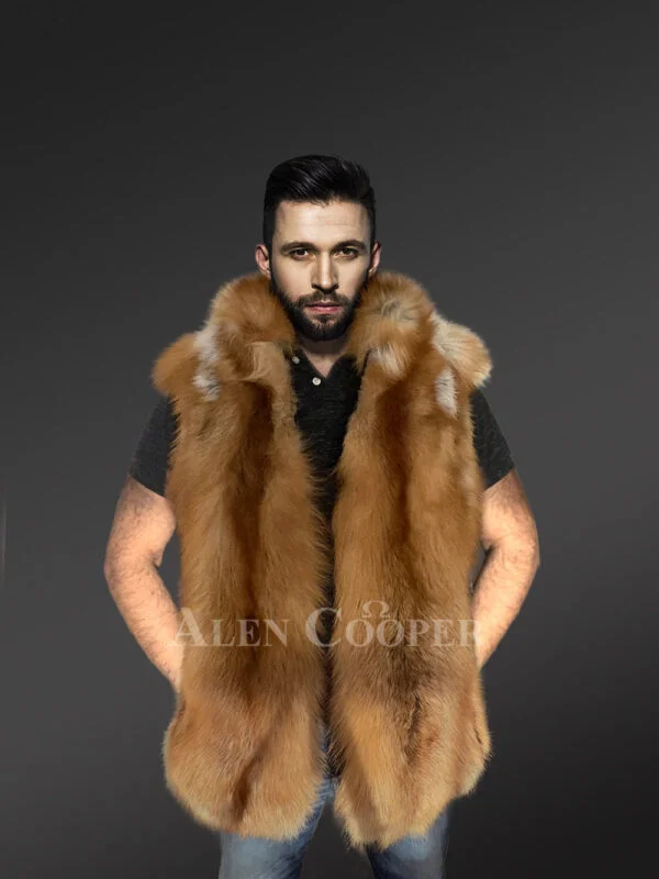 Mens Red Fox Fur Vest – Enjoy Comforting Warmth with Elegance - Image 2