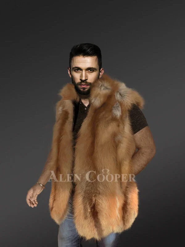 Mens Red Fox Fur Vest – Enjoy Comforting Warmth with Elegance - Image 4