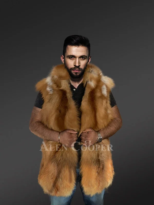 Mens Red Fox Fur Vest – Enjoy Comforting Warmth with Elegance - Image 3