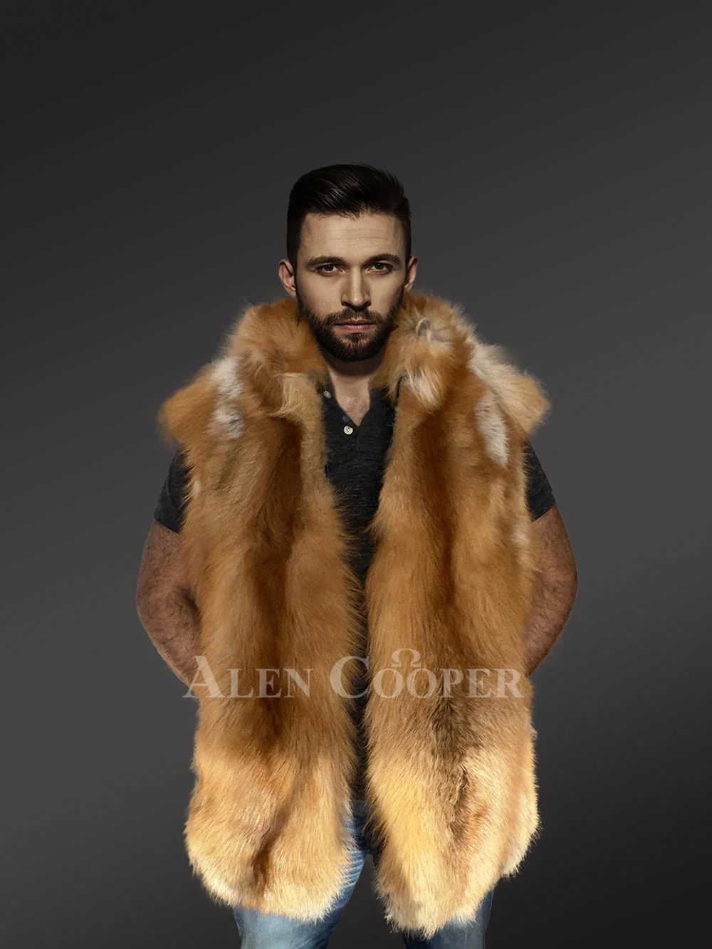 Men's Natural Red Fox Fur Coat