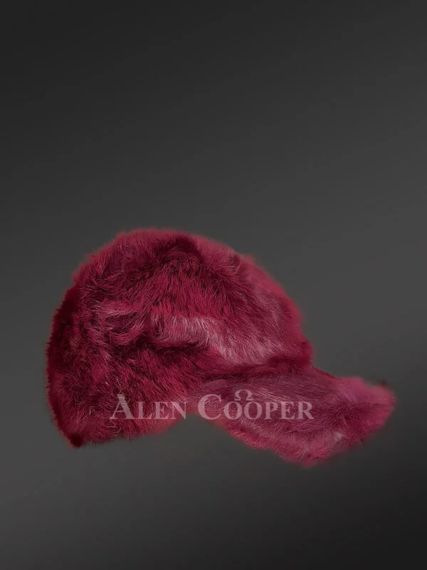 Men's Rabbit Baseball Hat in Burgundy - Image 3