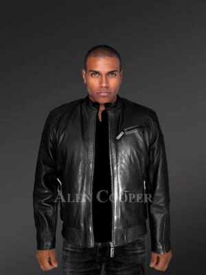 Mens Trendy Leather Bomber Jacket