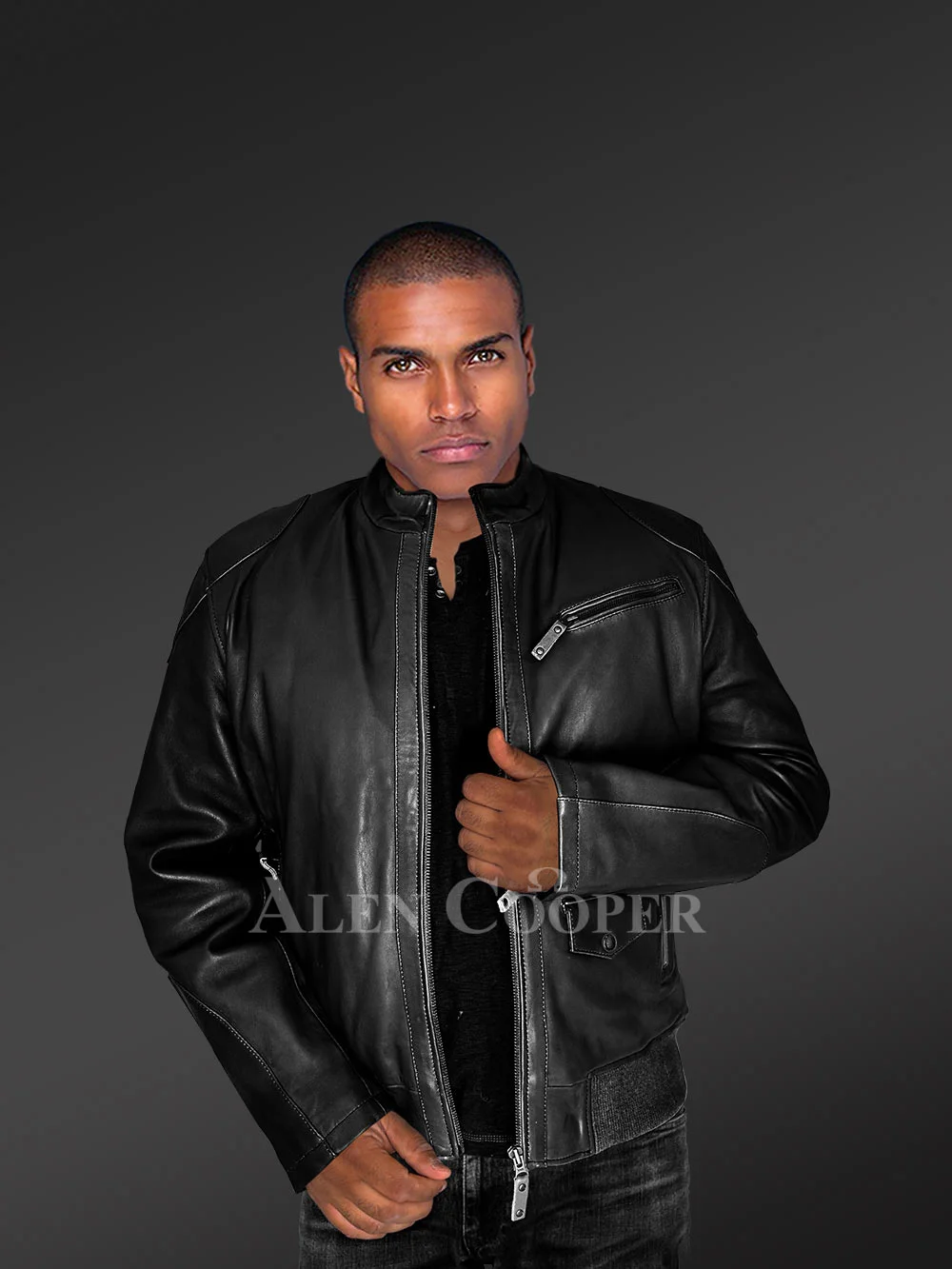 Mens Trendy Leather Bomber Jacket