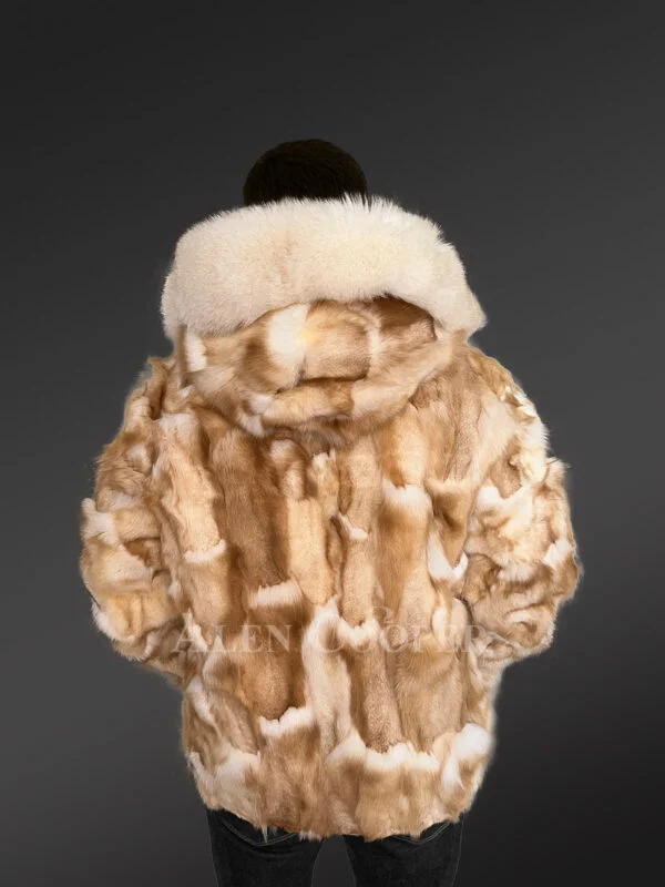 Mens Golden Fox Fur Bomber Jacket for an Exquisite Presence - Image 4