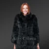 Women’s Mid Length Raccoon Fur Coat