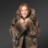 Women’s Natural Rabbit Fur Bomber with Hood