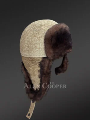 Mens Shearling Hat with Ear Flaps