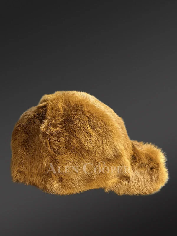 Men's Tan Rabbit Fur Baseball Hat