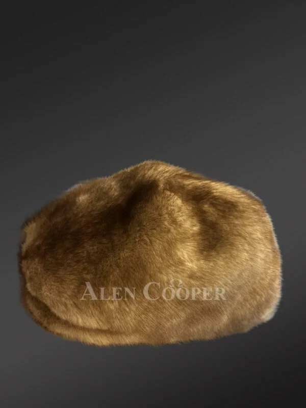 Men's Tan Rabbit Fur Baseball Hat - Image 2