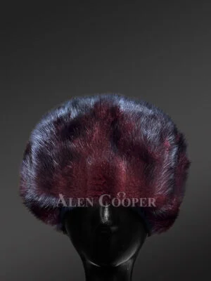 Women’s Beanie Mink Hat Burgundy