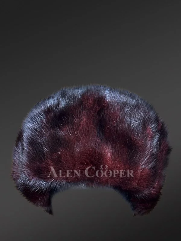 Women’s Beanie Mink Hat Burgundy