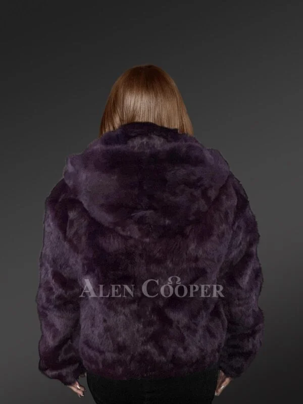 Womens Purple Rabbit Fur Bomber – Looks Unique & Feels Comforting - Image 5