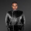 mens black leather biker jacket