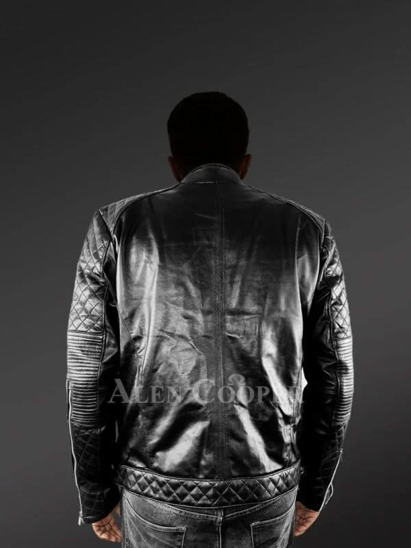 Men’s Street Biker Jacket with Quilted Accents - Image 6